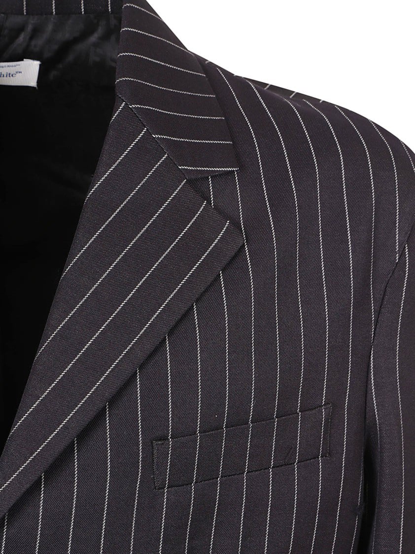 OFF-WHITE Classic Tailored Black Pinstripe Jacket Zwart