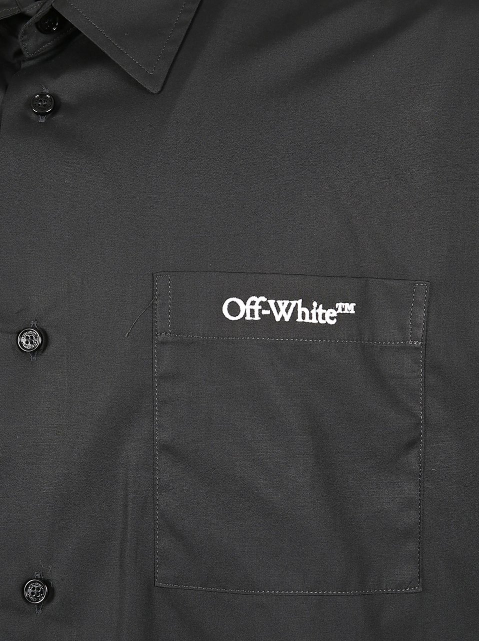OFF-WHITE Cotton Shirt With Embroidered Logo Zwart