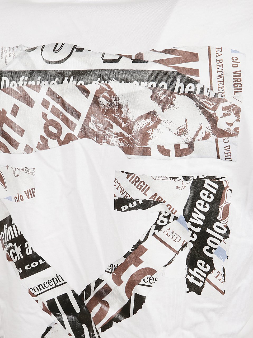 OFF-WHITE Cotton Slim Fit T-Shirt With Newspaper Motif Wit