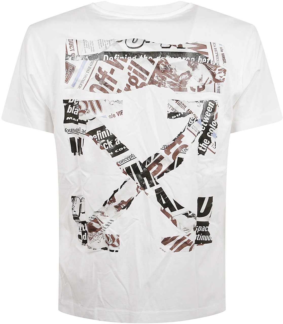 OFF-WHITE Cotton Slim Fit T-Shirt With Newspaper Motif Wit
