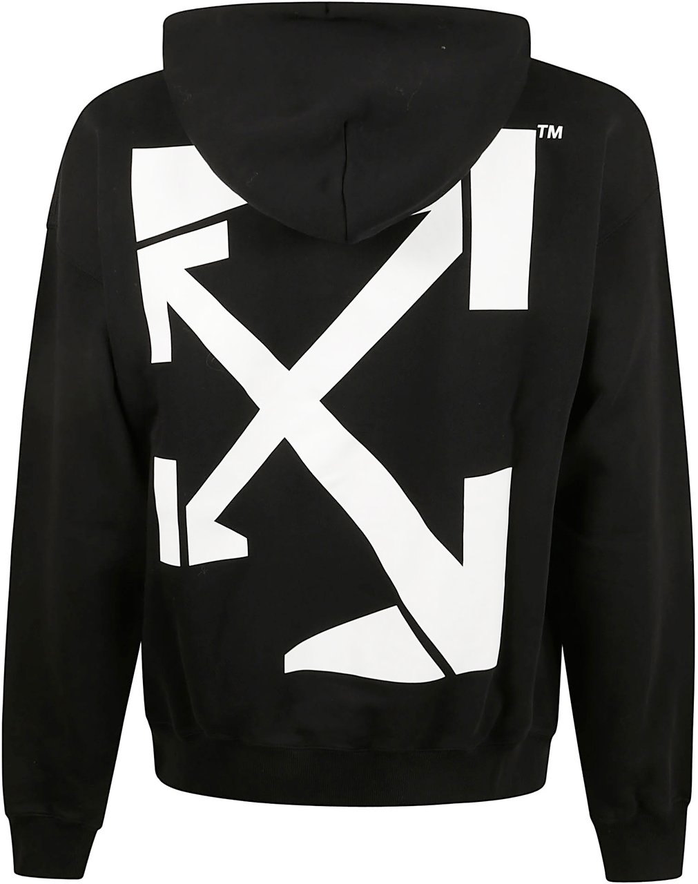 OFF-WHITE Brushed Cotton Sweatshirt with Drawstring Hood and Iconic Logo Zwart