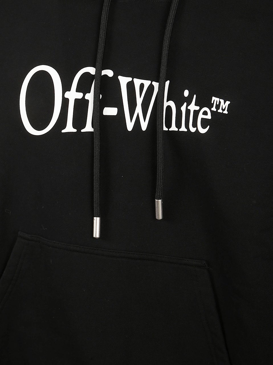 OFF-WHITE Brushed Cotton Sweatshirt with Drawstring Hood and Iconic Logo Zwart