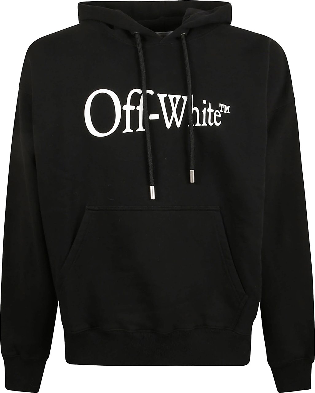 OFF-WHITE Brushed Cotton Sweatshirt with Drawstring Hood and Iconic Logo Zwart
