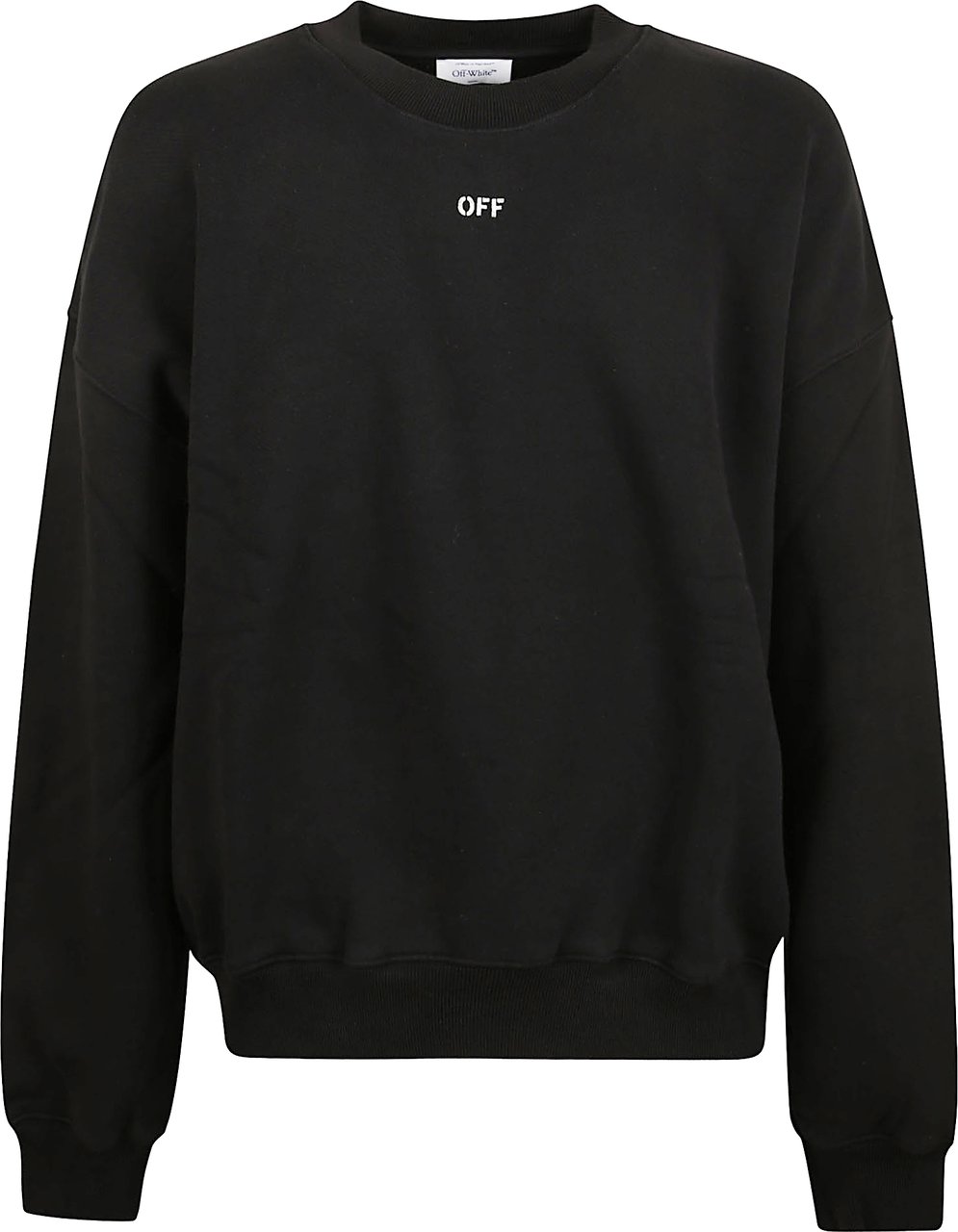 OFF-WHITE Crewneck Sweater with Ribbed Cuffs and Signature Branding Zwart