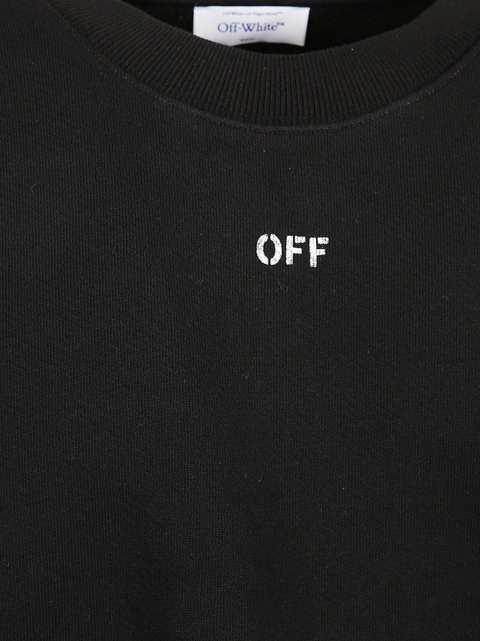OFF-WHITE Crewneck Sweater with Ribbed Cuffs and Signature Branding Zwart