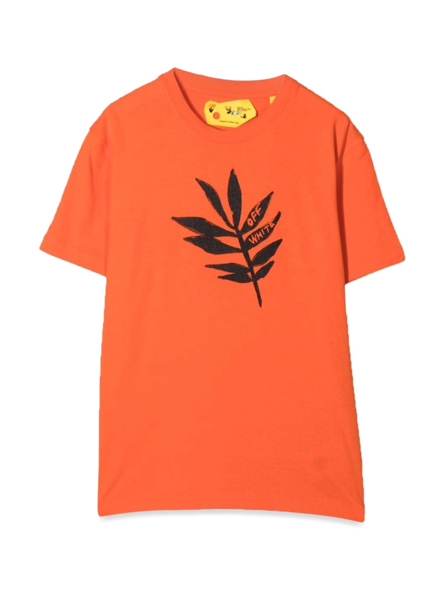 OFF-WHITE T-SHIRT IN JERSEY DI COTONE STAMPATO Oranje