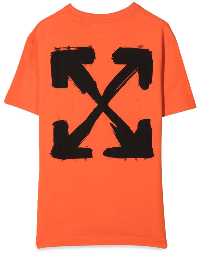 OFF-WHITE T-SHIRT IN JERSEY DI COTONE STAMPATO Oranje