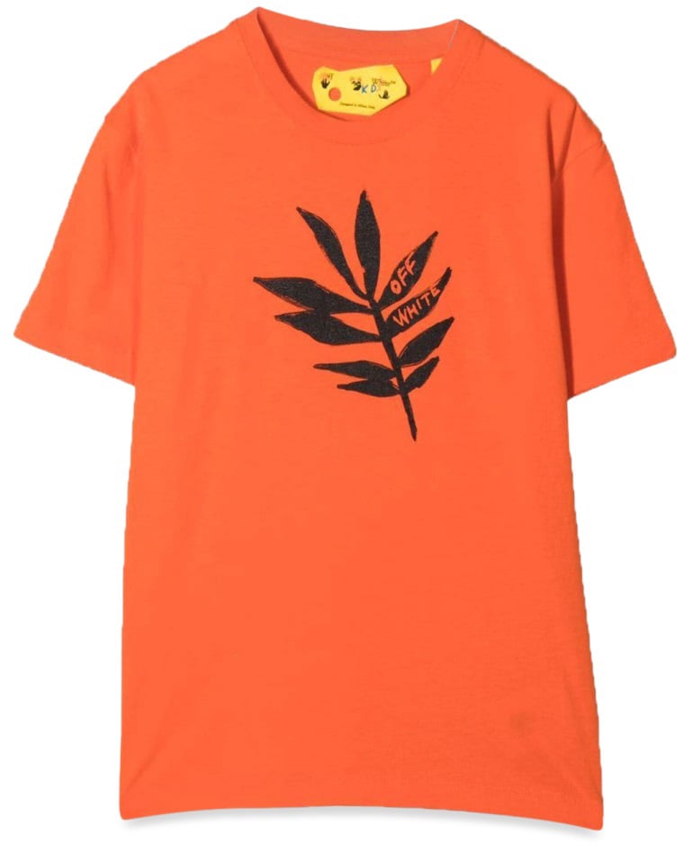 OFF-WHITE T-SHIRT IN JERSEY DI COTONE STAMPATO Oranje