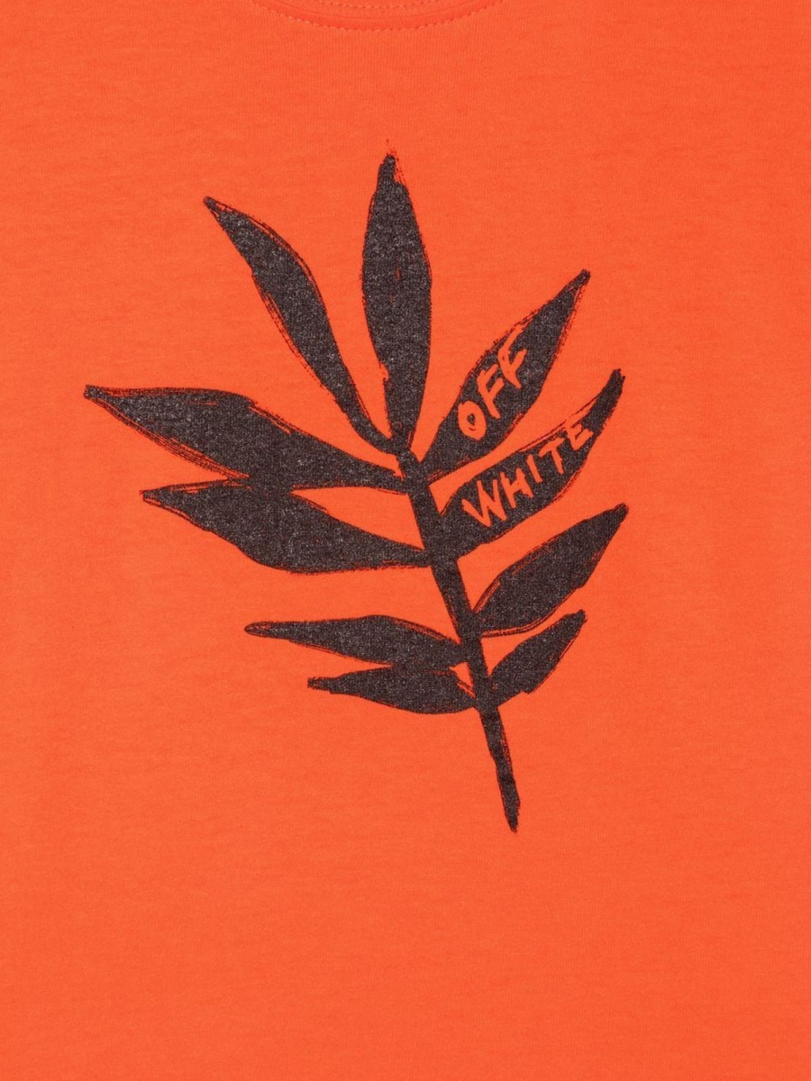 OFF-WHITE T-SHIRT IN JERSEY DI COTONE STAMPATO Oranje