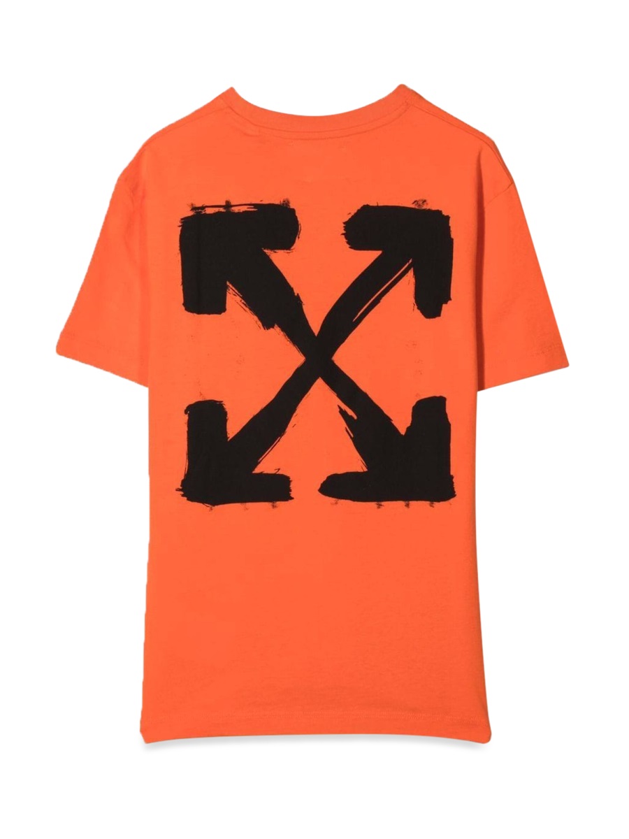 OFF-WHITE T-SHIRT IN JERSEY DI COTONE STAMPATO Oranje