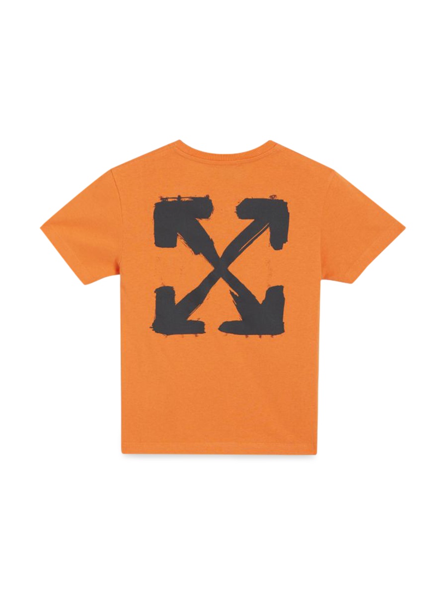 OFF-WHITE T-SHIRT IN JERSEY DI COTONE STAMPATO Oranje