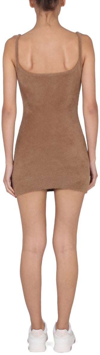 OFF-WHITE FUZZY DRESS WITH LOGO Beige