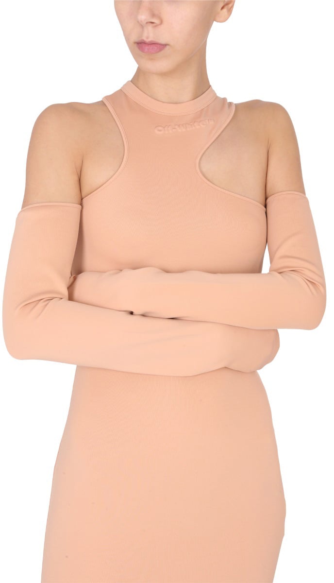 OFF-WHITE ASYMMETRIC MINI DRESS Bruin