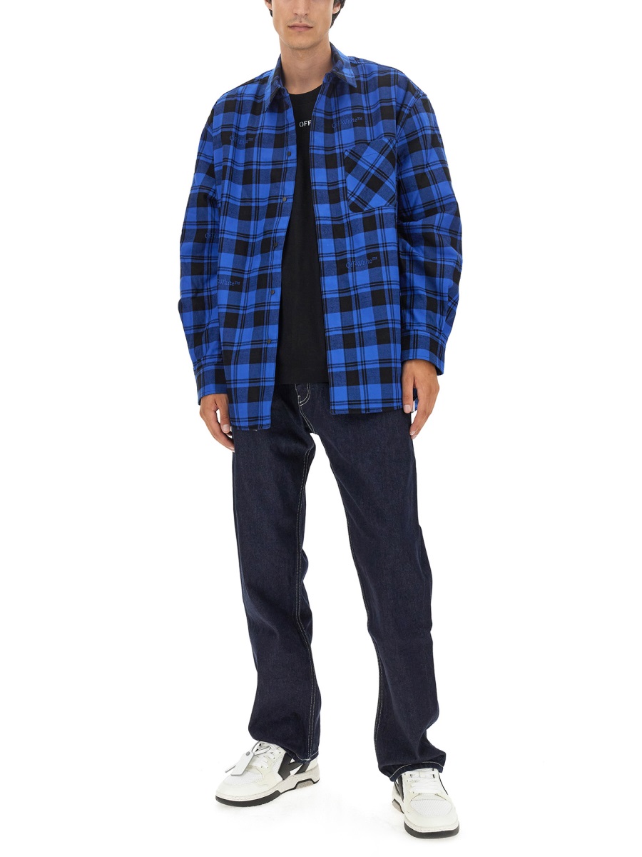 OFF-WHITE CHECK PRINT SHIRT Blauw