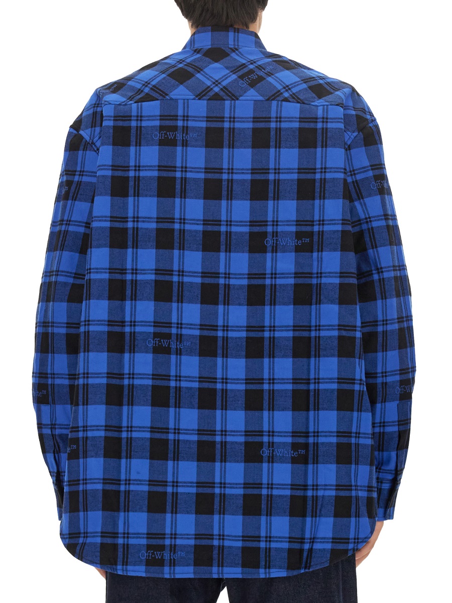OFF-WHITE CHECK PRINT SHIRT Blauw