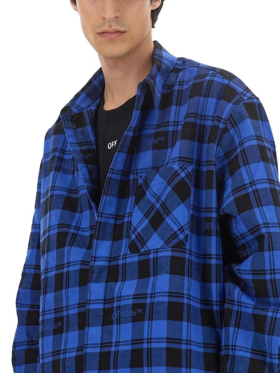 OFF-WHITE CHECK PRINT SHIRT Blauw