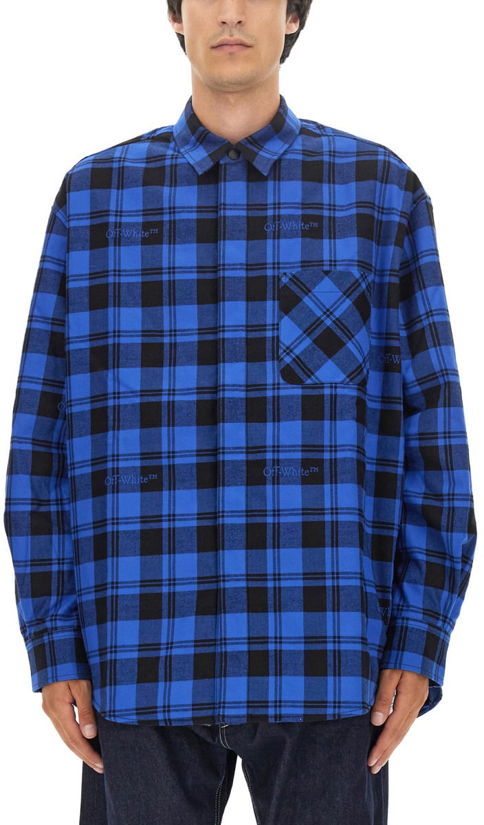OFF-WHITE CHECK PRINT SHIRT Blauw