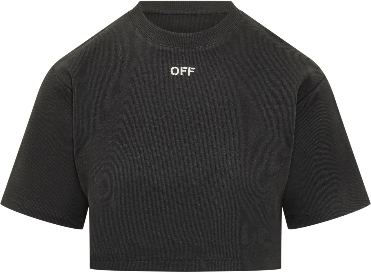 OFF-WHITE T-Shirt Cropped A Costine Zwart