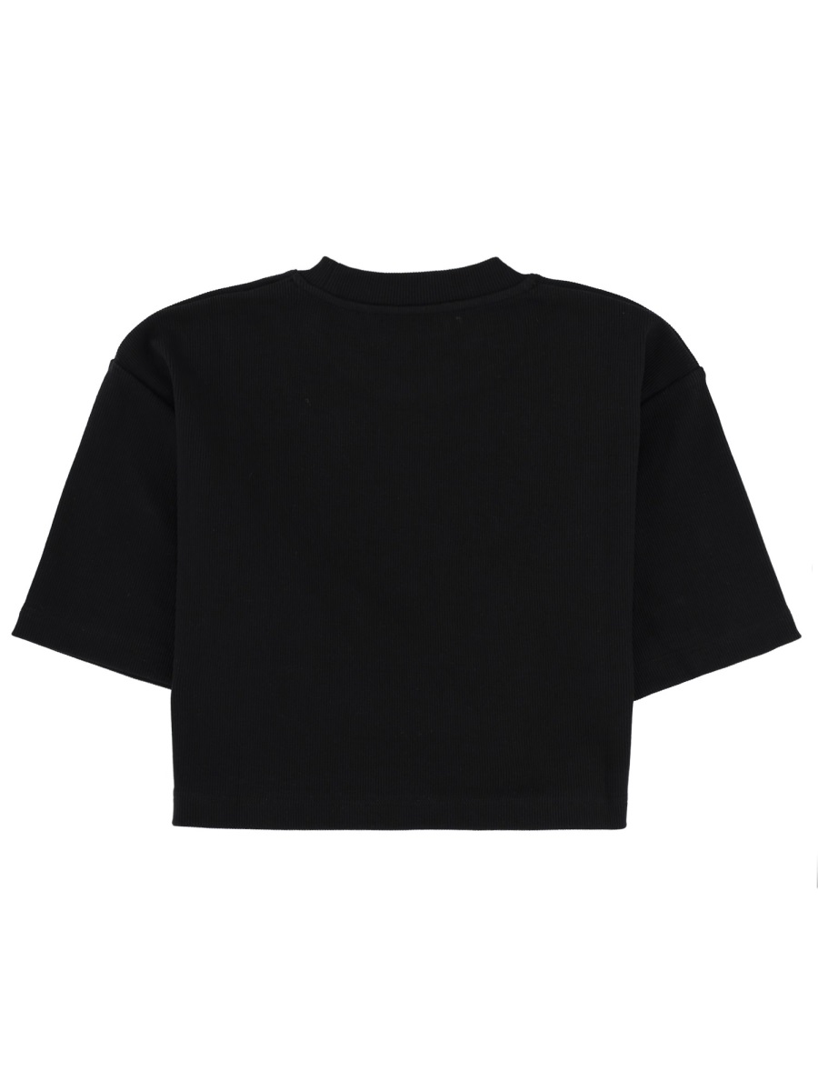 OFF-WHITE Boxy Crew Neck Cropped T-Shirt Zwart