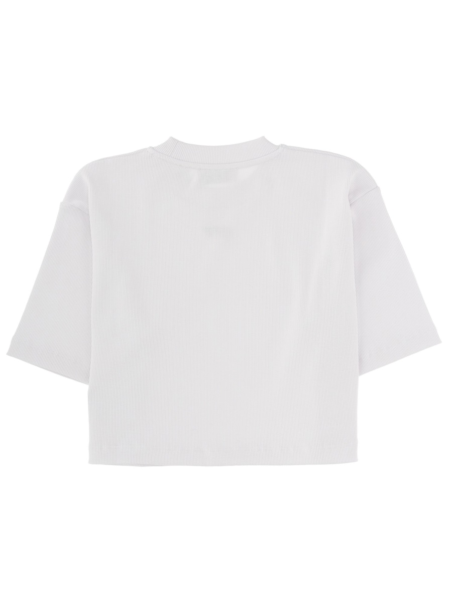 OFF-WHITE Crew Neck Boxy Cropped T-Shirt Wit