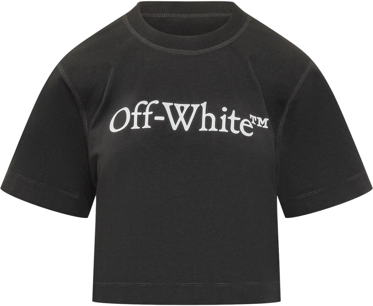 OFF-WHITE T-shirt Cropped Big Logo Bookish Zwart