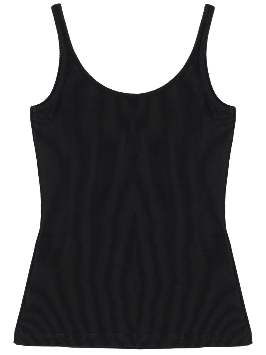 OFF-WHITE Logo Cotton-Blend Ribbed Tank Top Zwart