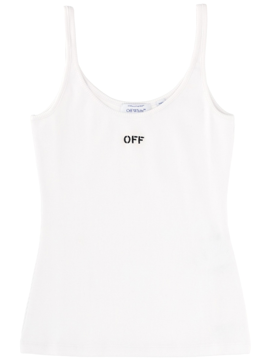 OFF-WHITE Neutrals Cotton Ribbed Slim Tank Top Wit