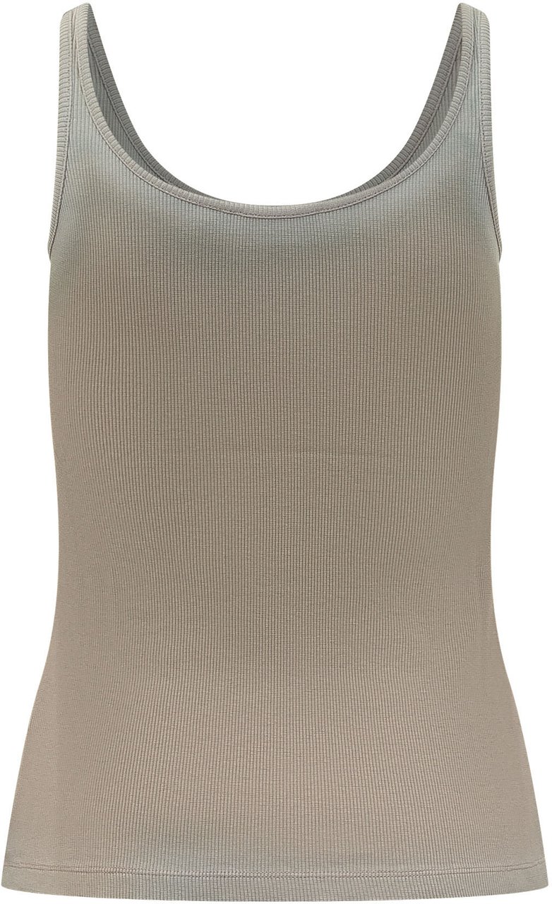 OFF-WHITE Top a Costine Senza Maniche con Logo Taupe