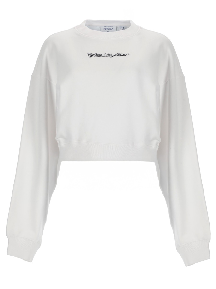 OFF-WHITE Neutral Script Logo Graphic Cotton Sweatshirt Wit