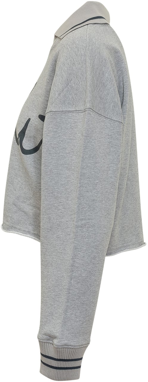 OFF-WHITE Felpa Crop con Logo Script Lichtgrijs