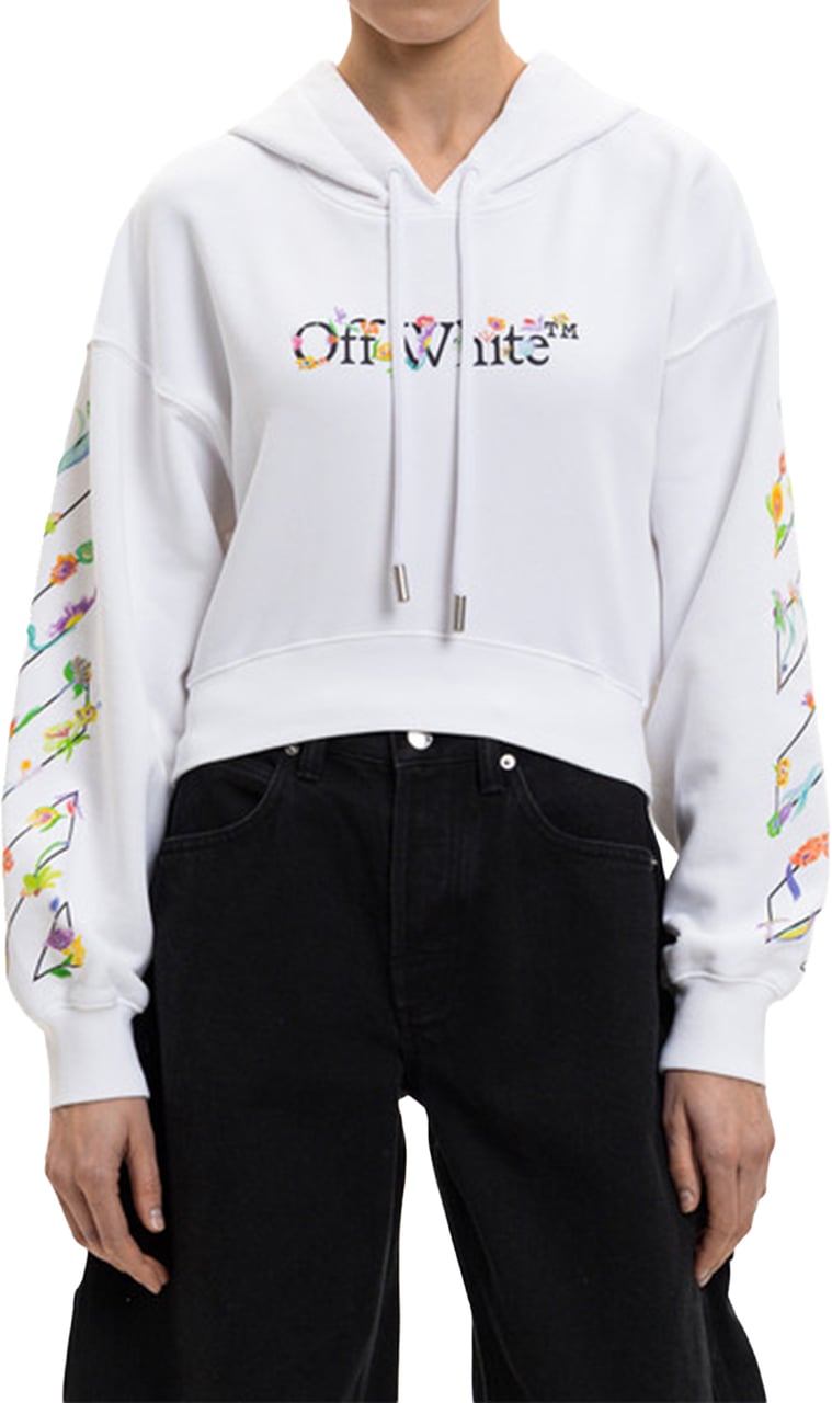 OFF-WHITE White Bookish Glowing Flower Cotton Hoodie Wit