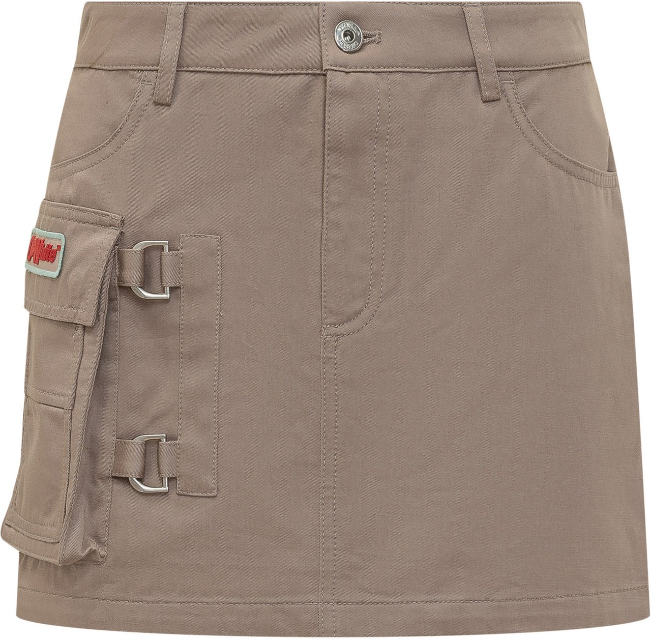OFF-WHITE Mini Skirt con Tasche e Fibbie Taupe