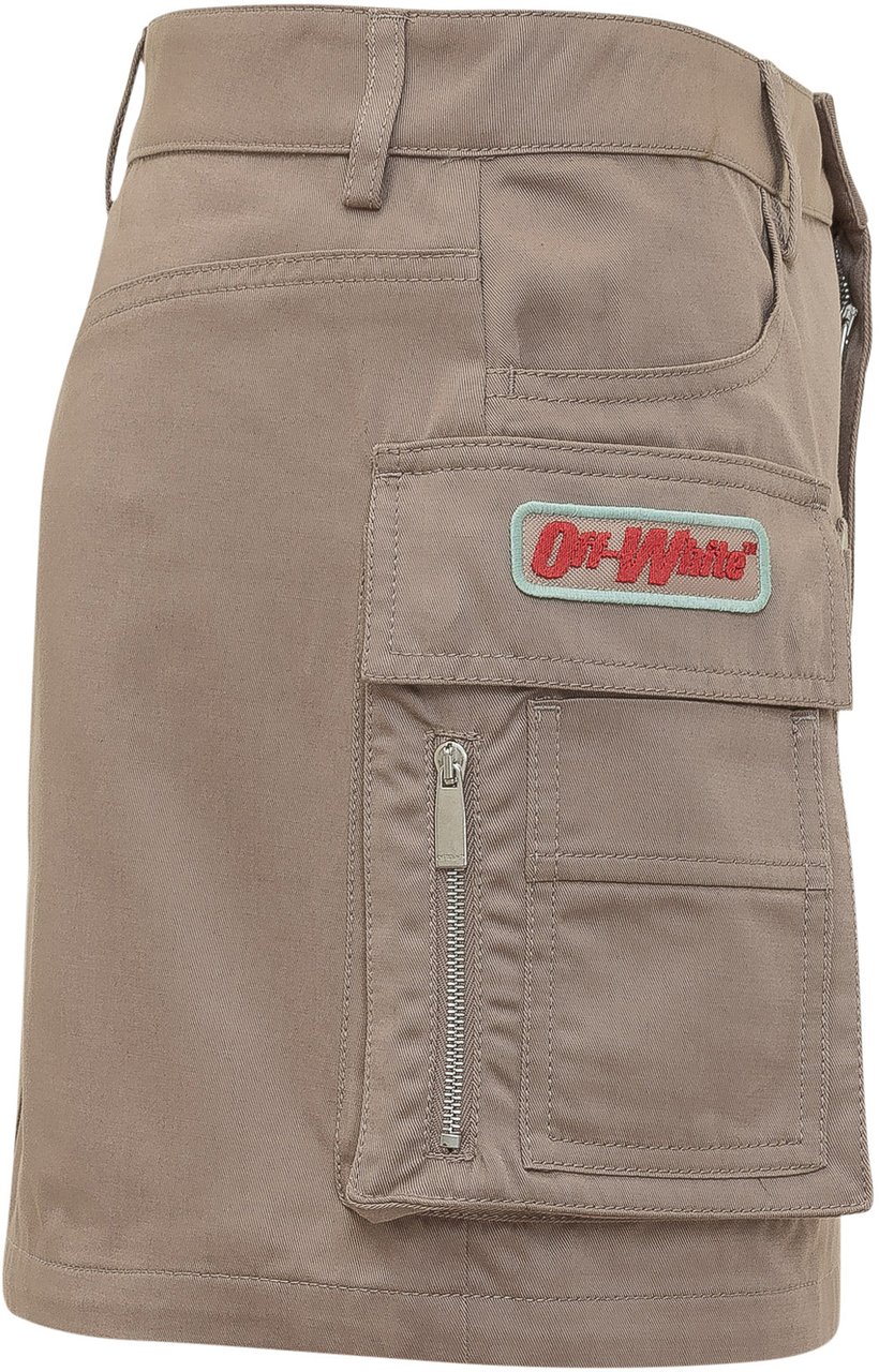 OFF-WHITE Mini Skirt con Tasche e Fibbie Taupe