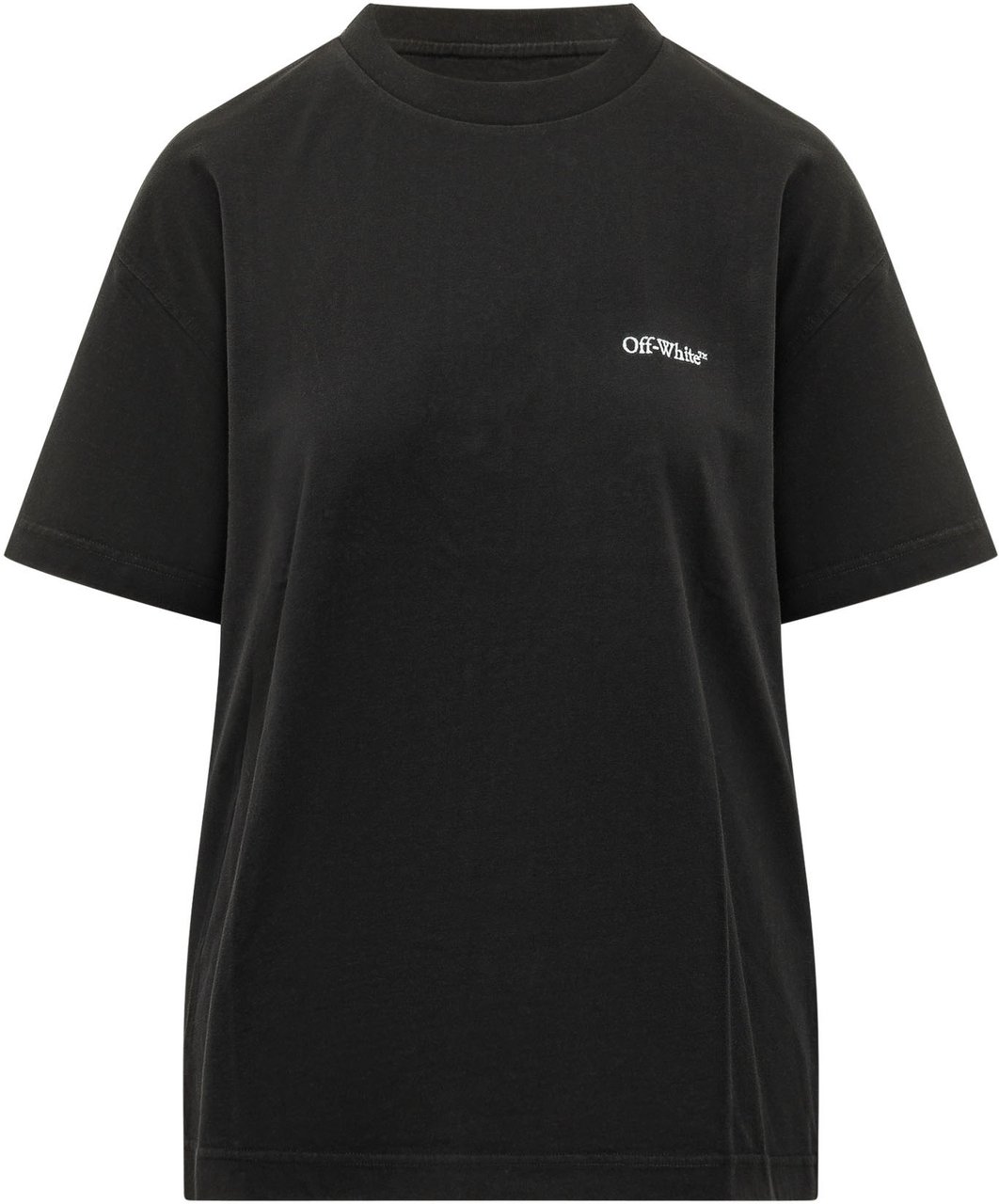 OFF-WHITE T-shirt Flower con Applicazione Zwart