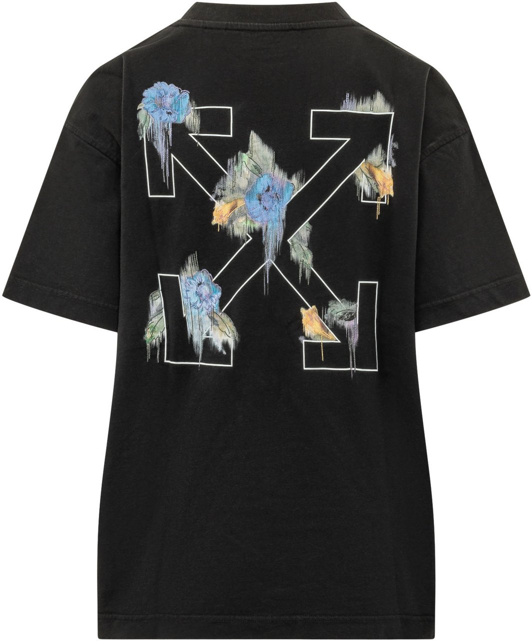 OFF-WHITE T-shirt Flower con Applicazione Zwart