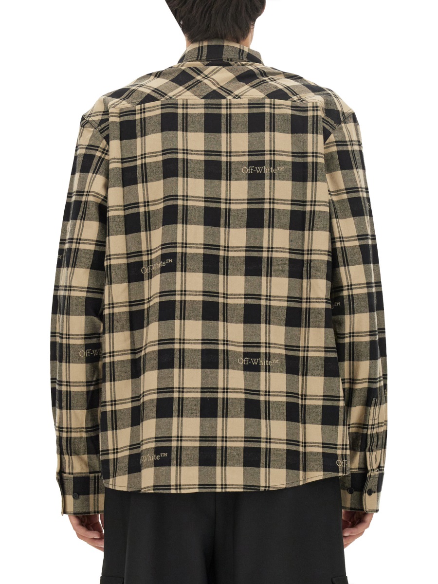 OFF-WHITE CHECK PRINT SHIRT Geel