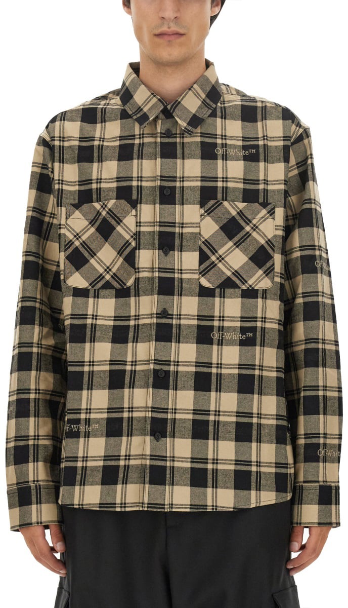 OFF-WHITE CHECK PRINT SHIRT Geel