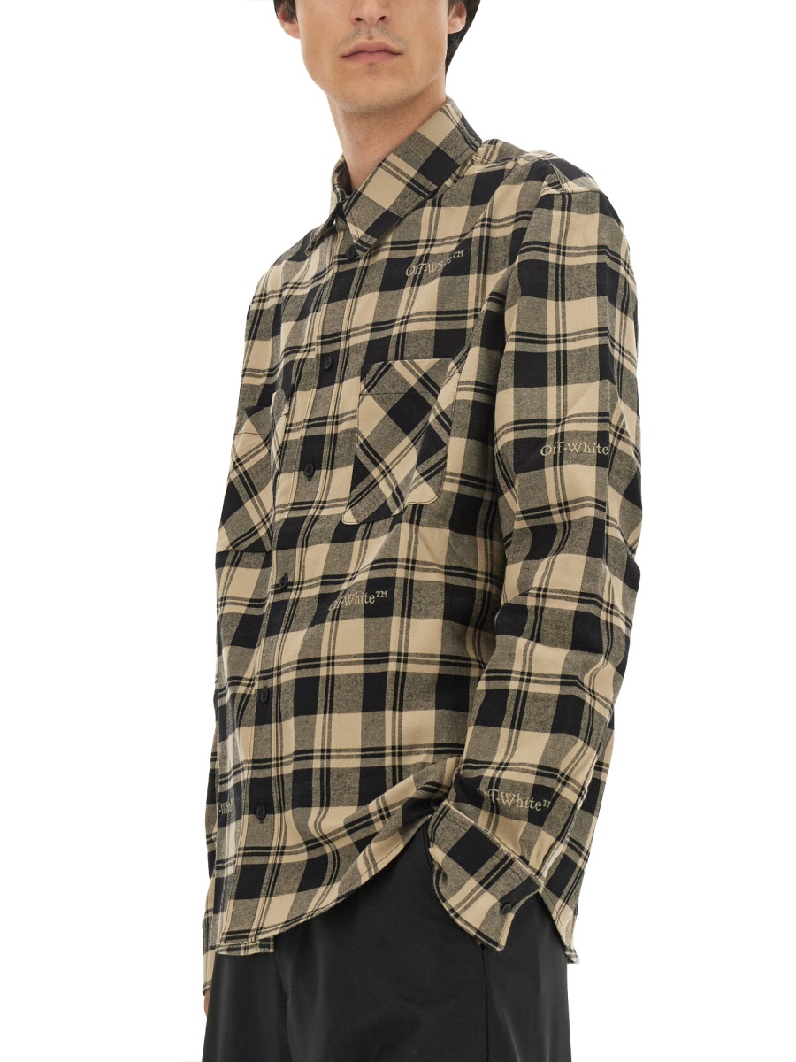 OFF-WHITE CHECK PRINT SHIRT Geel