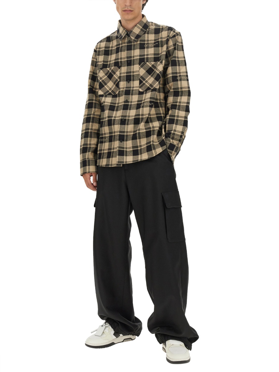 OFF-WHITE CHECK PRINT SHIRT Geel