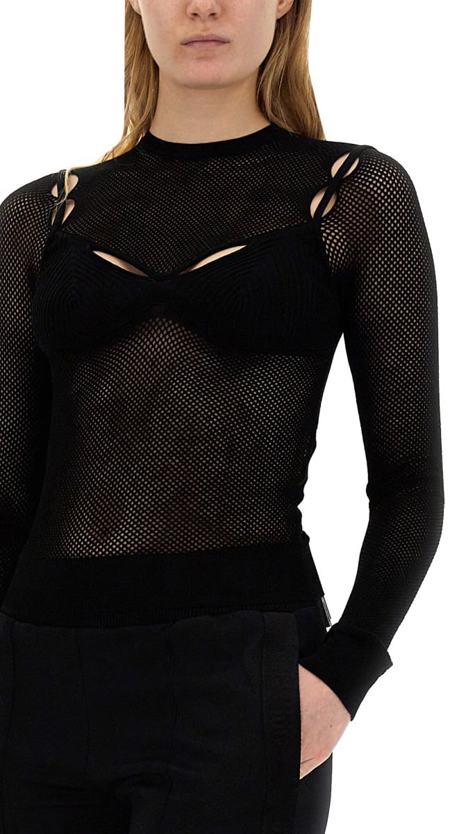 OFF-WHITE TOP A NET Zwart