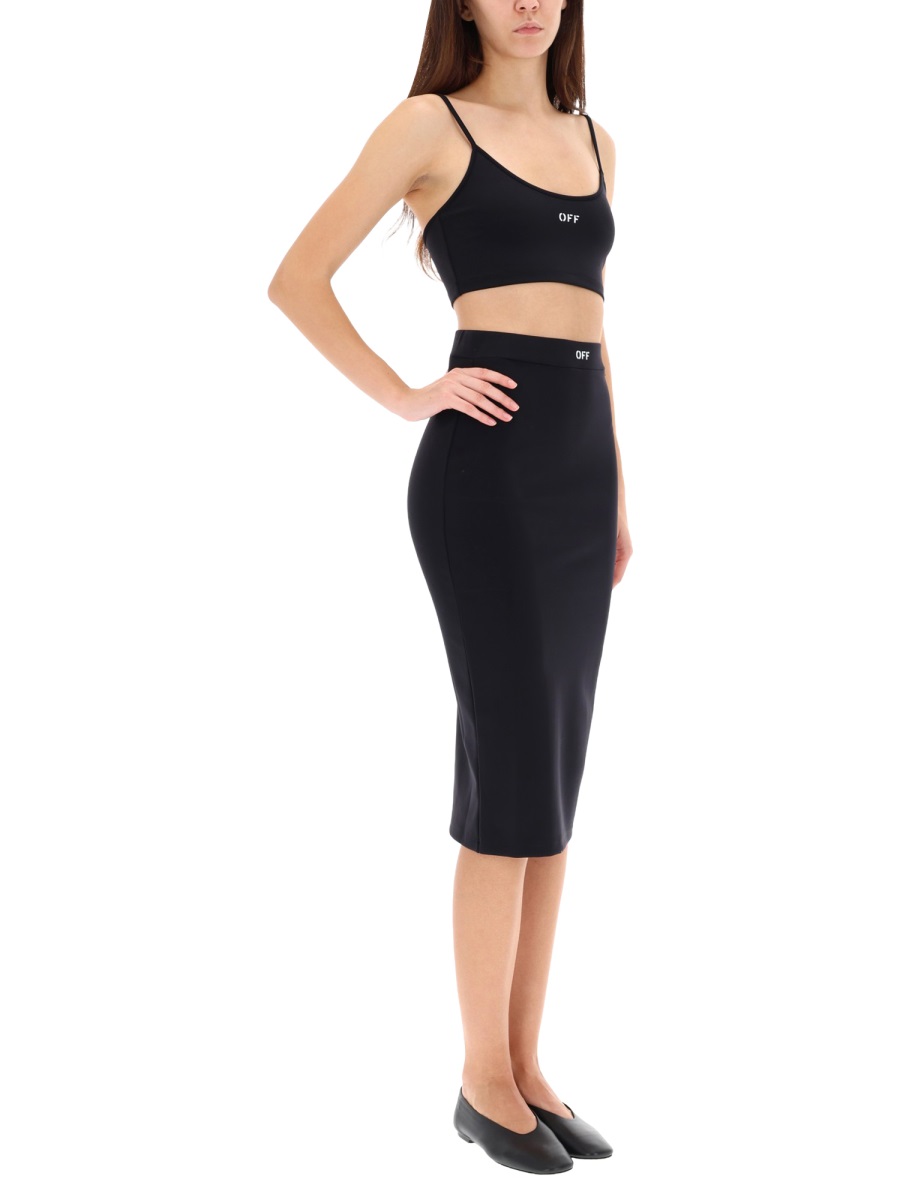 OFF-WHITE MIDI SKIRT WITH LOGO Zwart