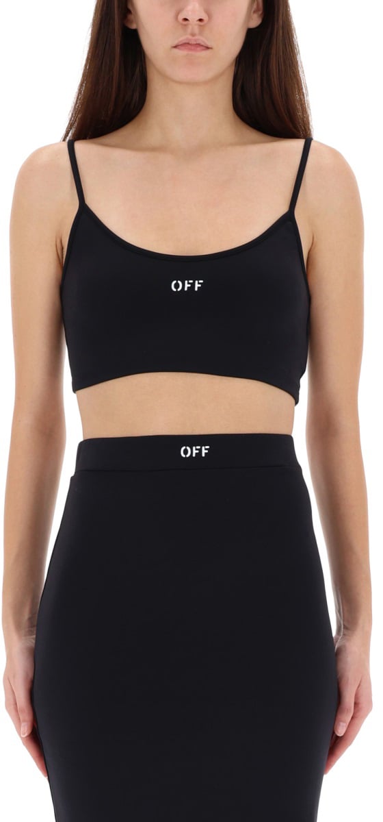 OFF-WHITE TOP WITH THIN STRAPS Zwart