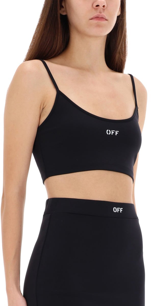 OFF-WHITE TOP WITH THIN STRAPS Zwart