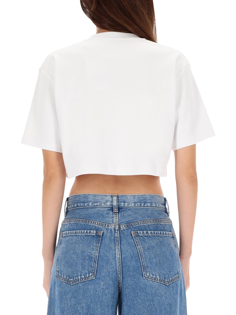 OFF-WHITE RIBBED CROPPED T-SHIRT Wit