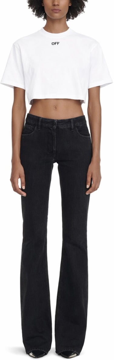 OFF-WHITE CROPPED T-SHIRT WITH LOGO Wit