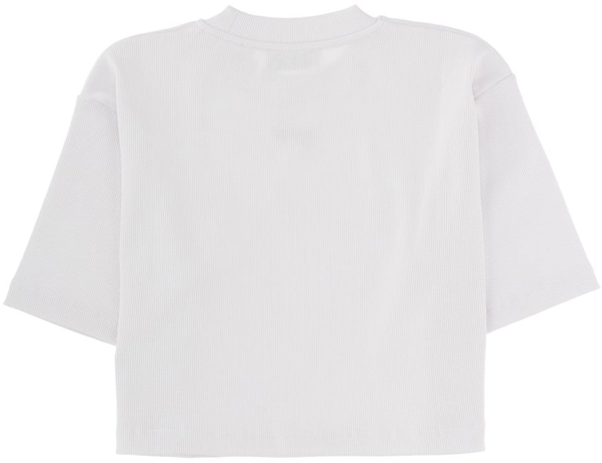OFF-WHITE CROPPED T-SHIRT WITH LOGO Wit