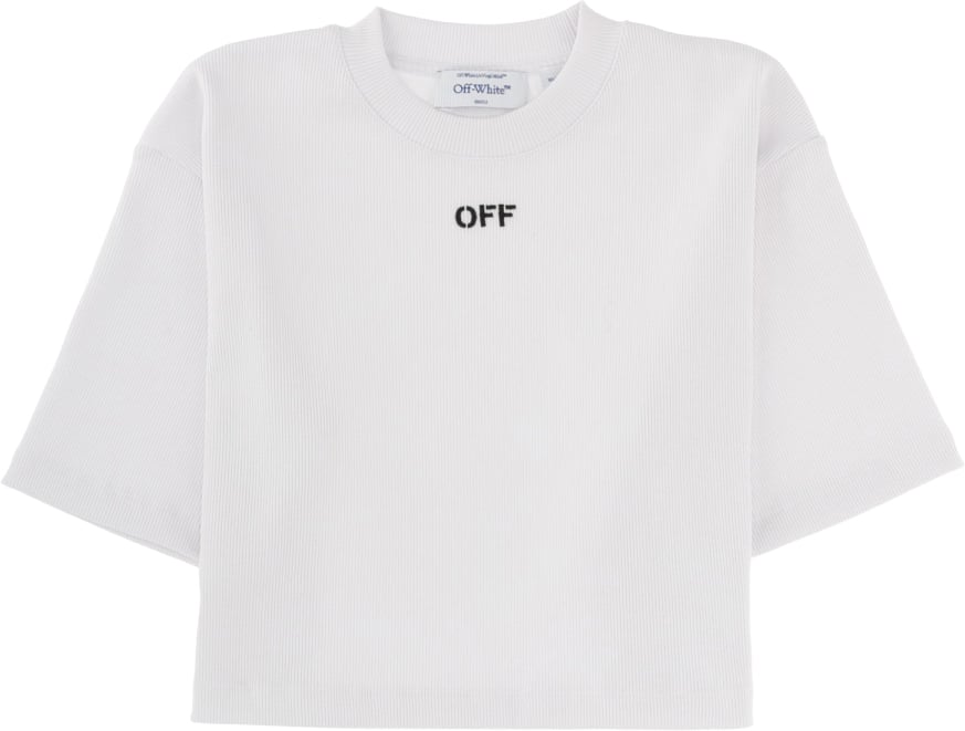 OFF-WHITE CROPPED T-SHIRT WITH LOGO Wit