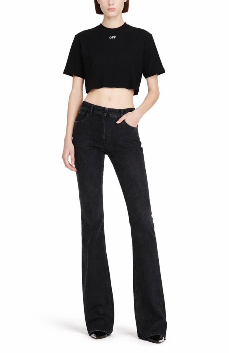 OFF-WHITE CROPPED T-SHIRT WITH LOGO Zwart