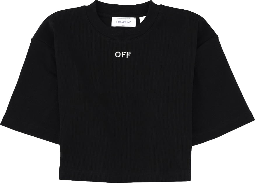 OFF-WHITE CROPPED T-SHIRT WITH LOGO Zwart