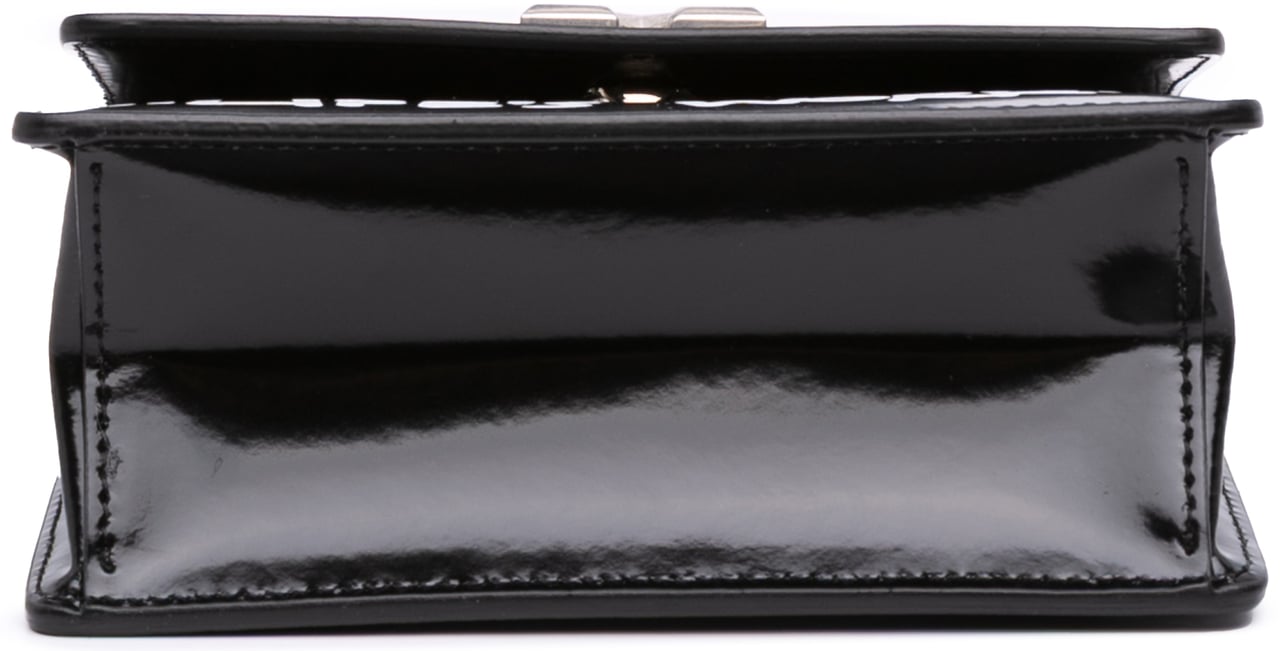 OFF-WHITE Glazed Calfskin Life's Work Jitney 0.7 Bag Zwart